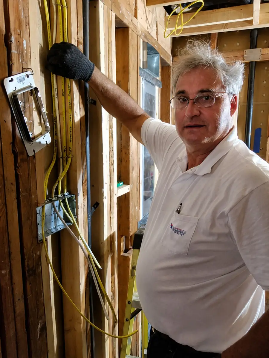 Electrician preparing materials on a job site