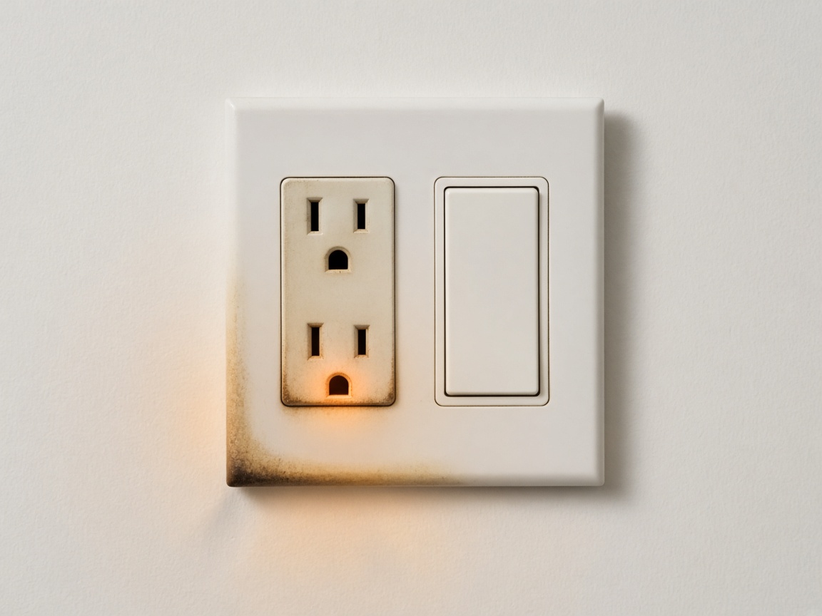 Warm overheating wall outlet and switch